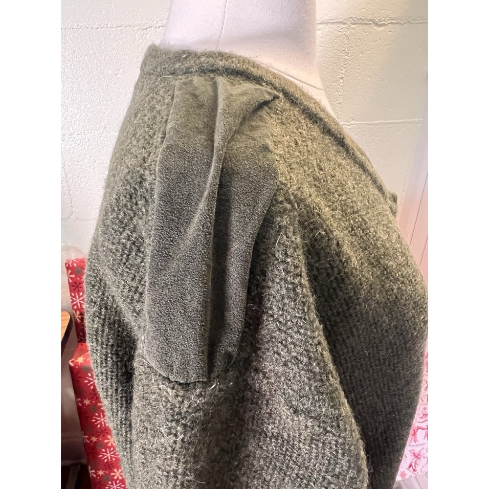 Steffner Austrian‎ Wool Sweater Green V-Neck Suede Elbow Patches M - Picture 9 of 15